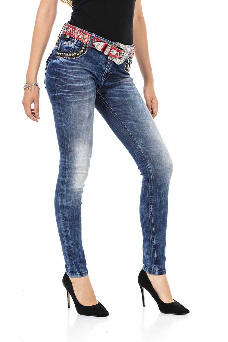 WD466 Slim-Fit Dames Jeans met coole Klinknagels