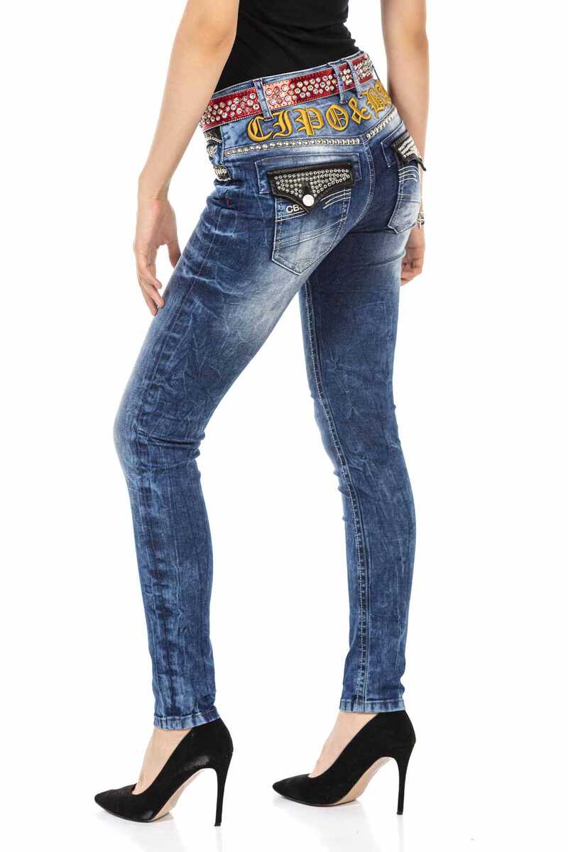 WD466 Women Slim-Fit Jeans con remaches geniales