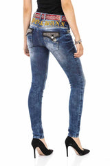 WD466 Slim-Fit Dames Jeans met coole Klinknagels