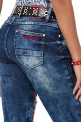 WD478 women Slim-Fit jeans with colored cut-outs