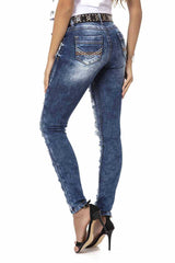 WD479 women Slim-Fit jeans with cool destroyed elements