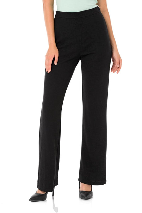 WD488 women fabric trousers with exhibited leg