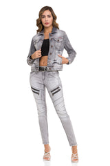 WD501 Slim-Fit Dames Jeans met Decoratief Stikselzipper en Merklogo