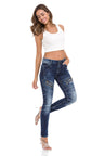 WD501 Slim-Fit Dames Jeans met Decoratief Stikselzipper en Merklogo