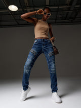 WD501 jeansy damskie z suwakami
