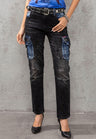 WD521 Women's Jeans with patch and Cargo-Pockets