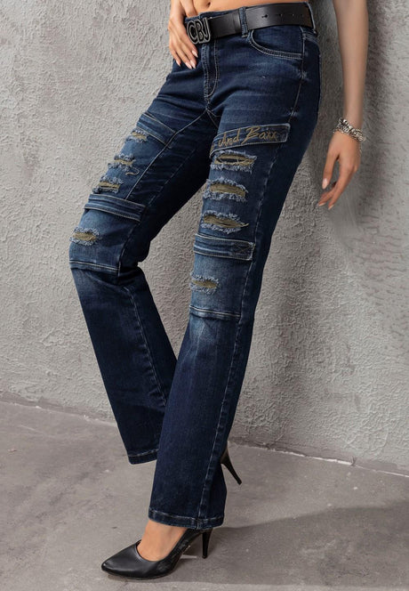 WD529 ausgefallene Damenjeans mit Rissen