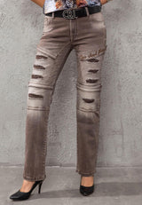 WD529 Ripped Dames Jeans met trendy Look