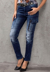 WD531 Basic Dames Jeansbroek met Cargozak