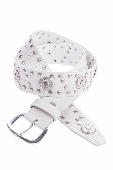 WG100 Femmes Belt Metal brodées en cuir réel