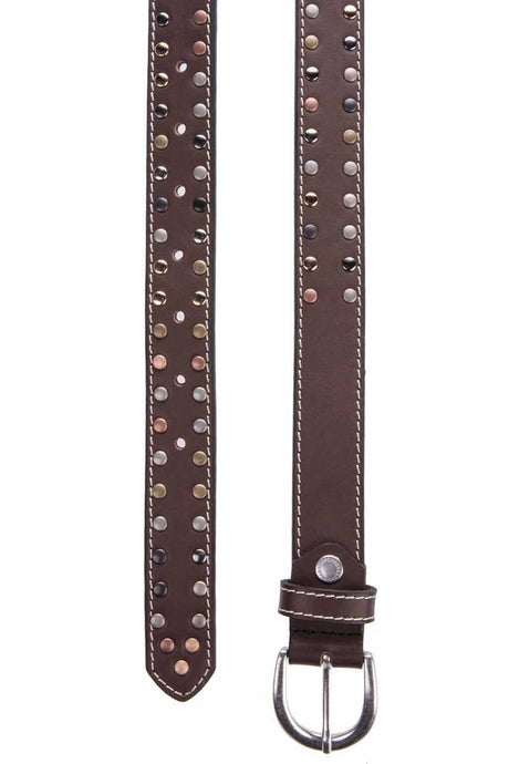 WG104 Women Belt Metal geborduurd gemaakt van echt leer