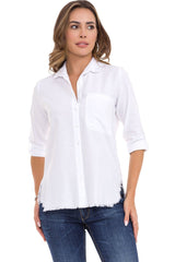 WH124 Women's shirt with slit and frayed details