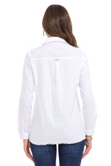 WH124 Women's shirt with slit and frayed details