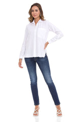 WH124 Women's shirt with slit and frayed details