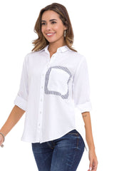 WH128 Women's shirt with striped detailed detailed