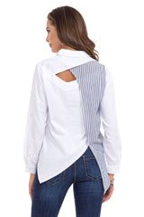 WH128 Women's shirt with striped detailed detailed