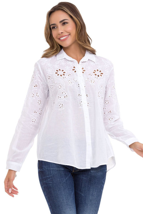 WH131 women's shirt with stylish cut-outs