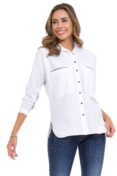 Wh133 camicia da donna con dettaglio dettagliato a strisce