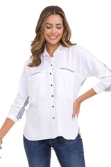 WH133 Women's shirt with striped detailed detailed