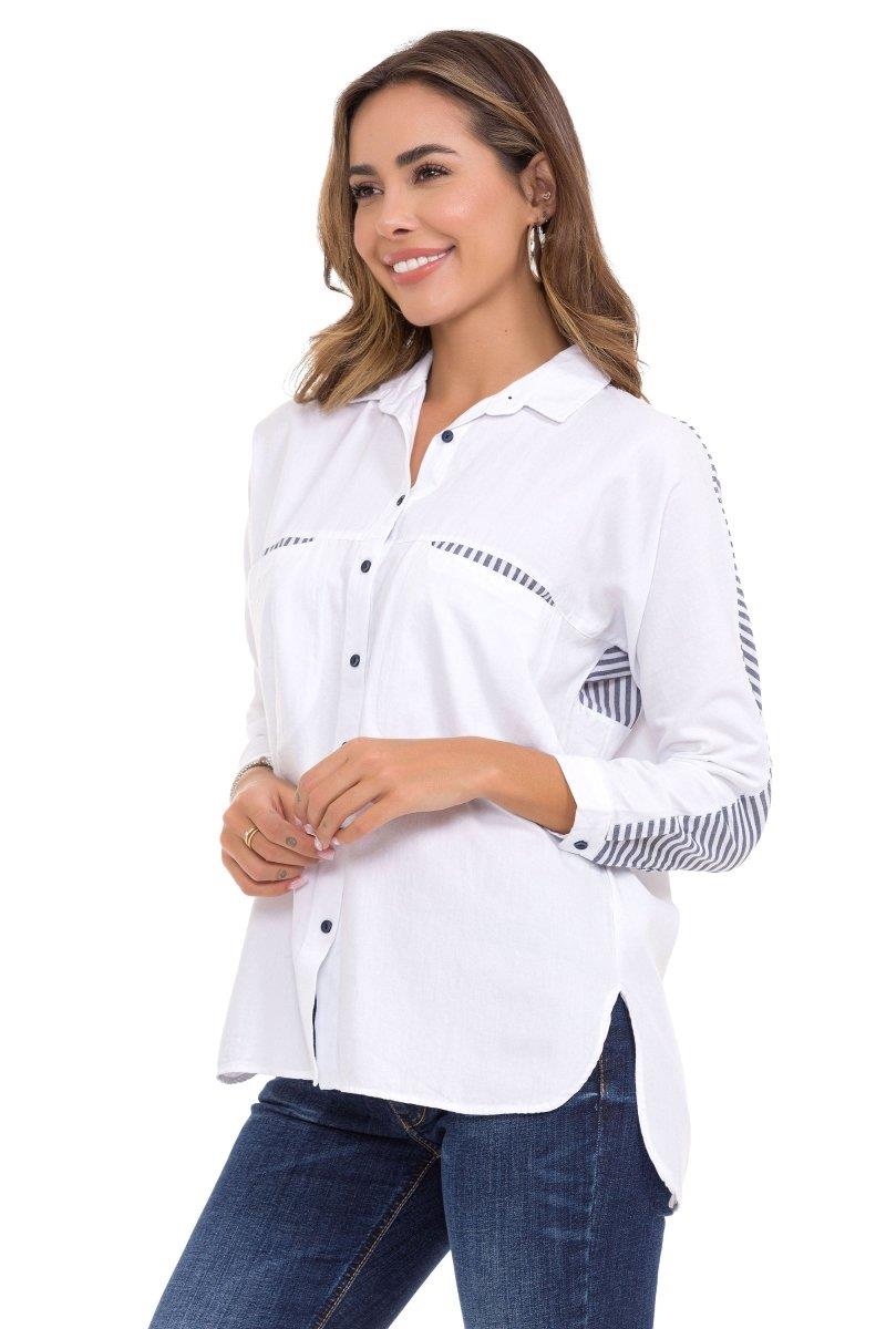 WH133 Women's shirt with striped detailed detailed