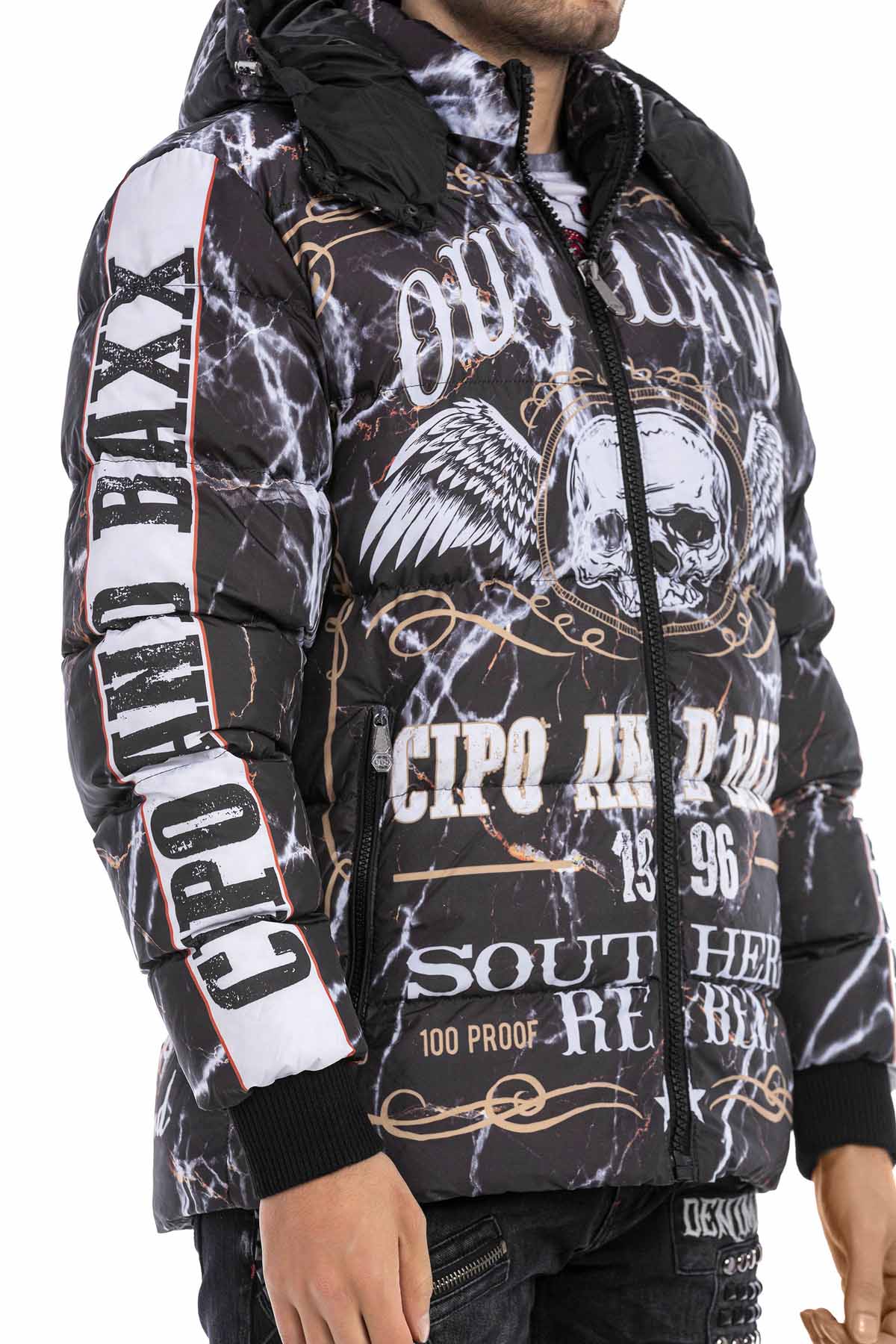 CM187 Black Men Mantel Winter Jacket - Cipo and Baxx