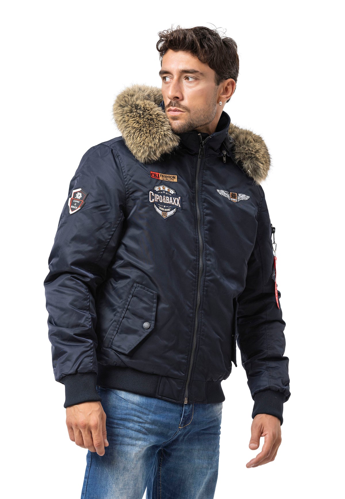Cipo & Baxx CM182 - Chaqueta de invierno con capucha para hombre, Negro , XXL Cipo & Baxx CM182 - Chaqueta de invierno con capucha para hombre, Negro , XXL