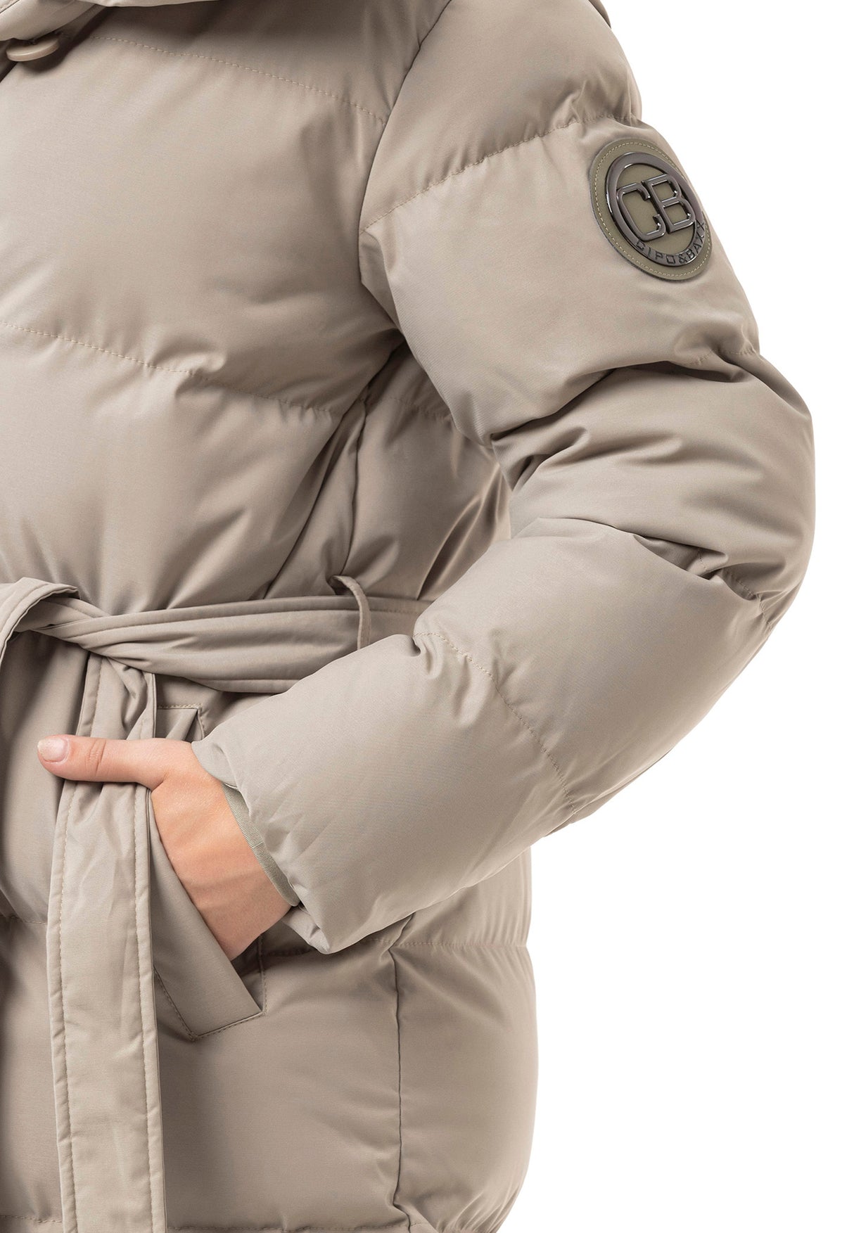 WM145 płaszcz zimowy damski z paskiem