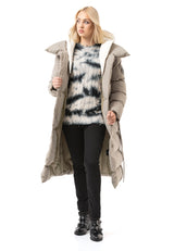 WM145 Dames winterjas met riem en capuchon
