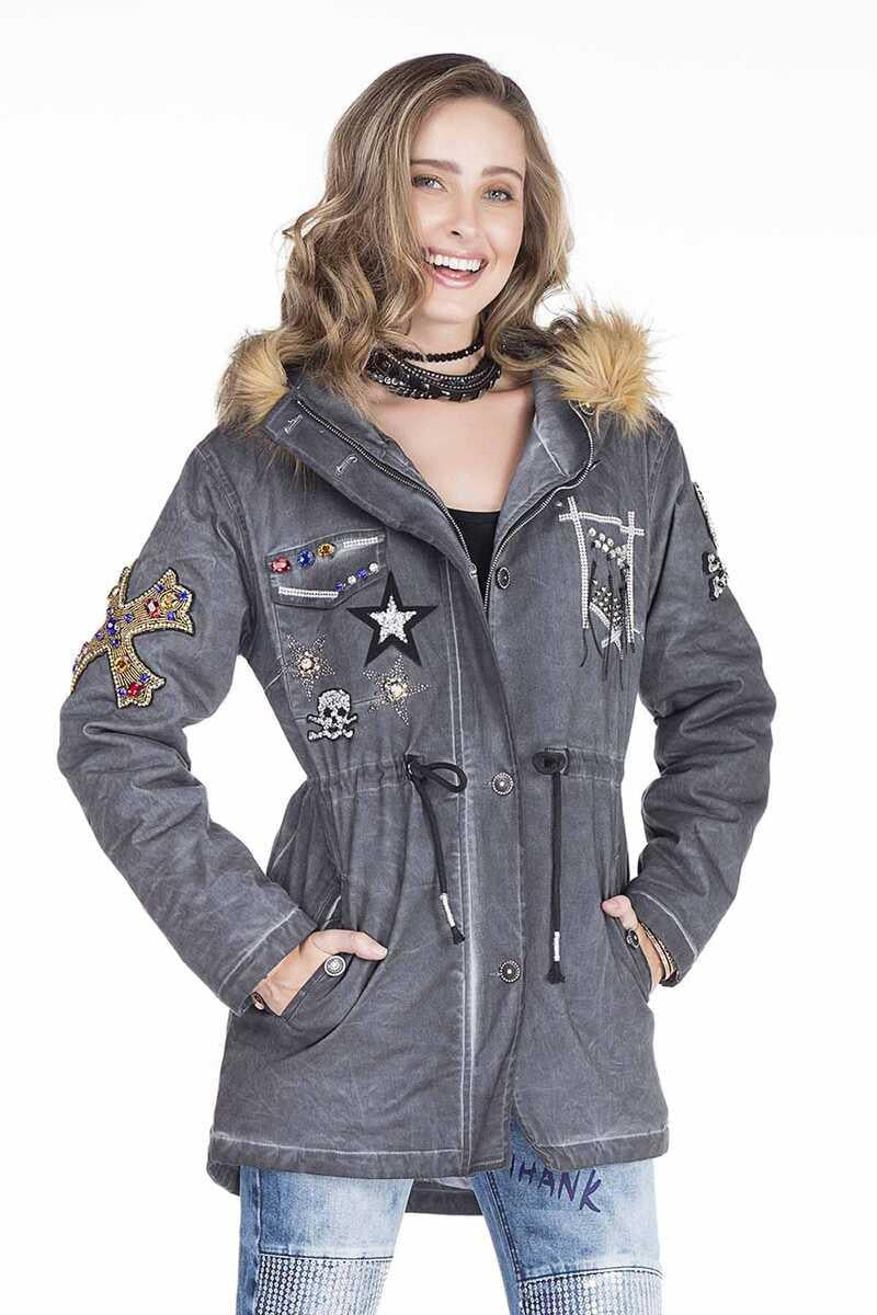 WJ144 women outdoor jacket with chic applications