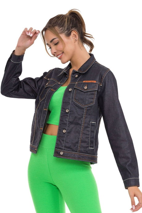 WJ207 women's denim jacket with stylish striking elements