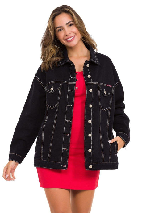 WJ211 Veste en jean pour femme avec des éléments stylés et voyants