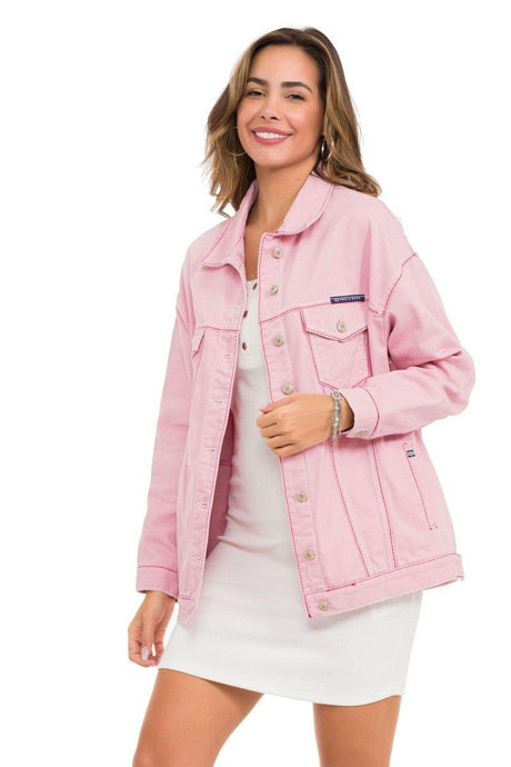 WJ211 Damen Jeansjacke mit stylischen auffälligen Elementen