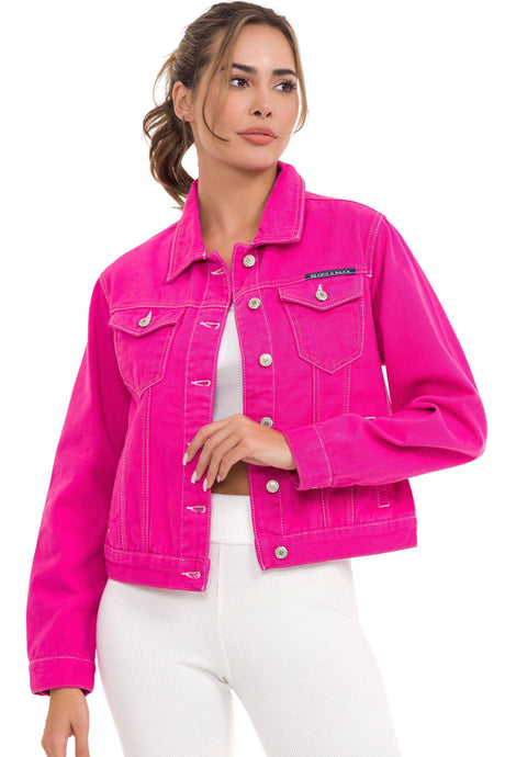 WJ212 Veste en jean pour femme avec des éléments stylés et voyants