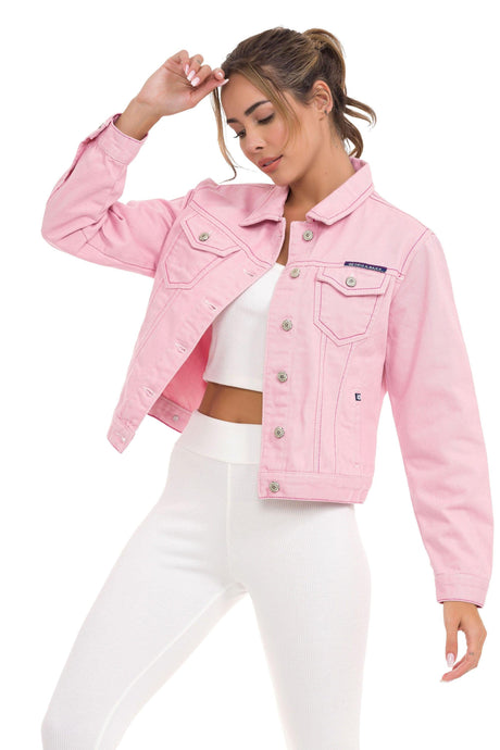 WJ212 Veste en jean pour femme avec des éléments stylés et voyants