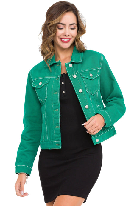 WJ212 Veste en jean pour femme avec des éléments stylés et voyants