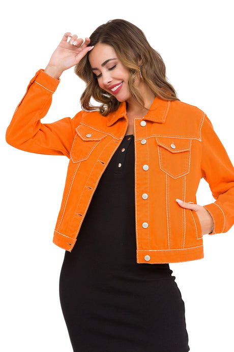 WJ212 Veste en jean pour femme avec des éléments stylés et voyants