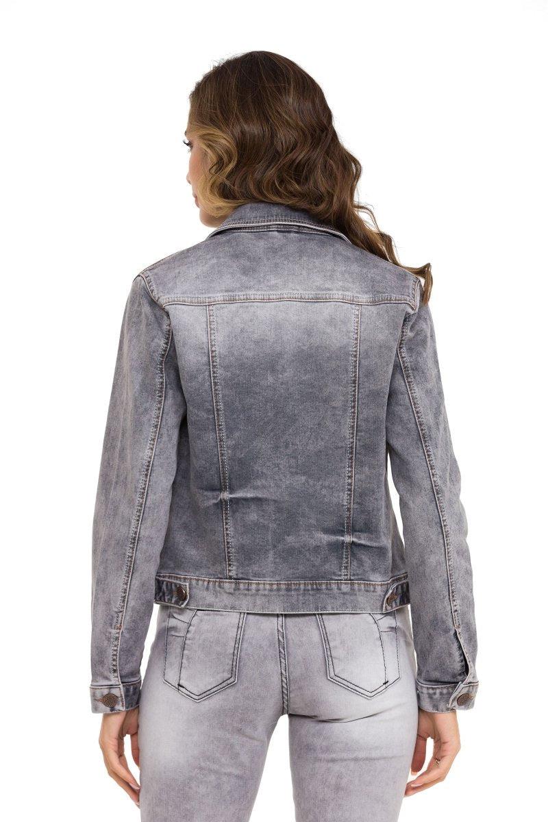 WJ212  Damen Jeansjacke mit stylischen auffälligen Elementen