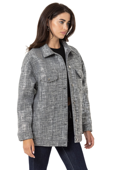 WJ222 Chaqueta para mujeres con patrón de tiras brillantes