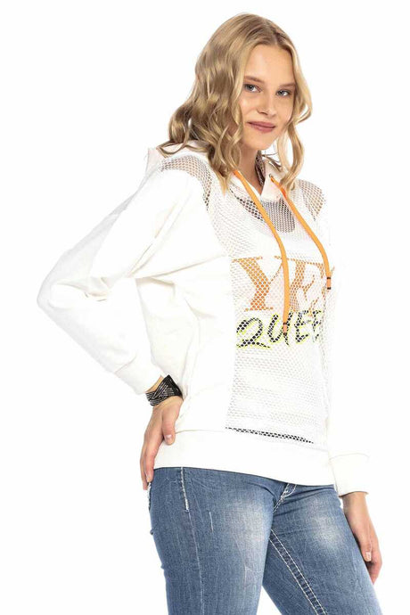 WL240 Damen Kapuzensweatshirt mit raffiniertem Netzdesign