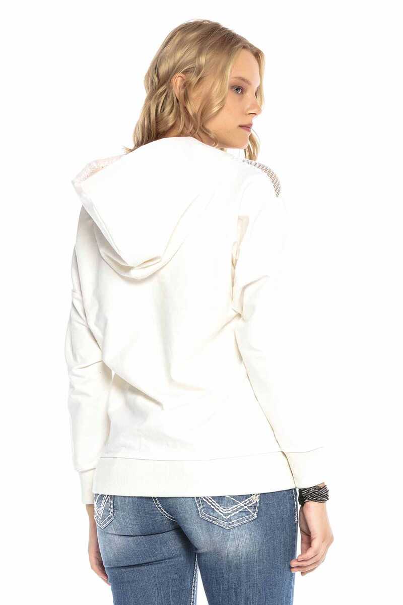 WL240 dames sweatshirt met capuchon met verfijnd netwerkontwerp