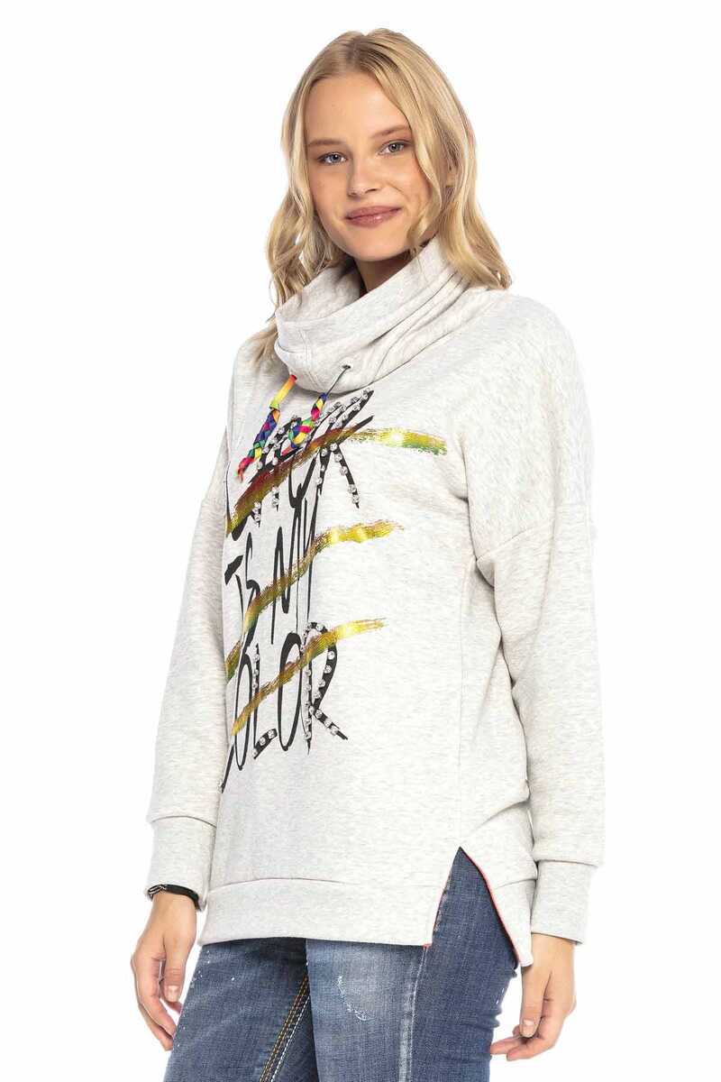 WL242 Sweatshirt femme col haut écharpe