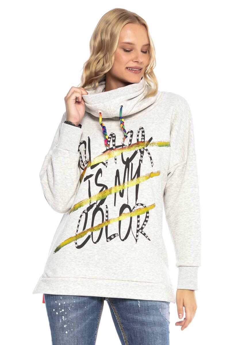 WL242 Sweatshirt femme col haut écharpe