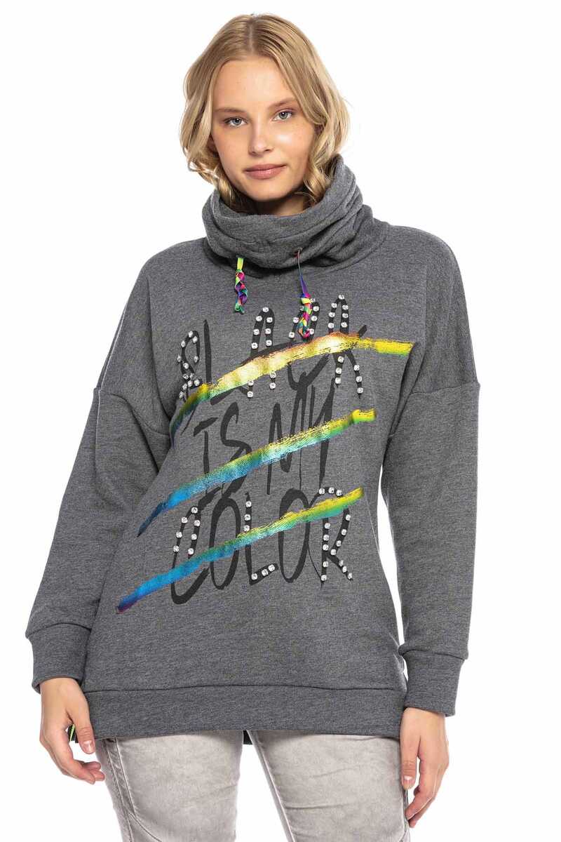 WL242 Sweatshirt femme col haut écharpe