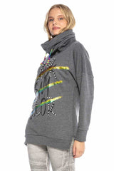 WL242 Sweatshirt femme col haut écharpe