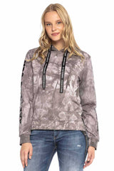 WL255 women hooded sweatshirt with stylish batik pattern