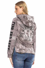 WL255 dames sweatshirt met capuchon met stijlvol batikpatroon