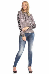 WL255 women hooded sweatshirt with stylish batik pattern