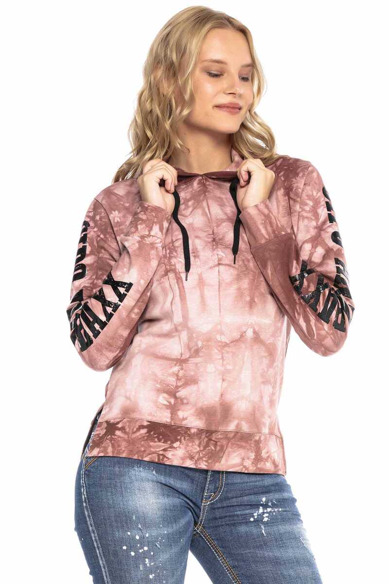 WL255 dames sweatshirt met capuchon met stijlvol batikpatroon