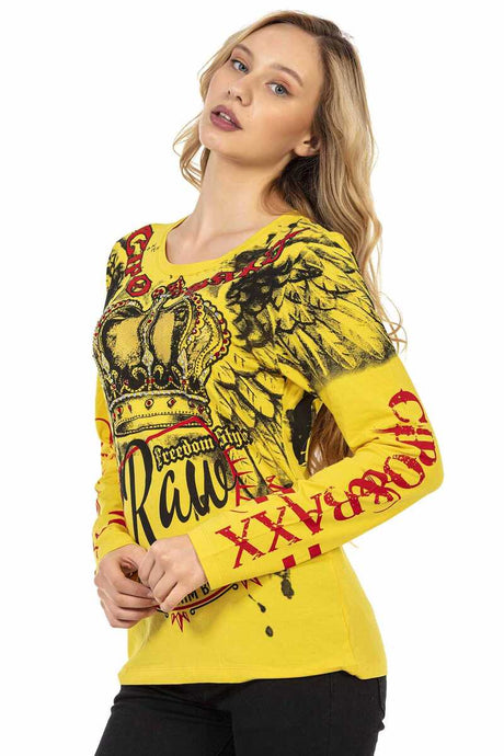 WL284 Damen Langarmshirt mit großem Aufdruck