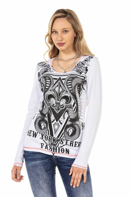 WL285 Damen Langarmshirt mit großflächigem Frontprint